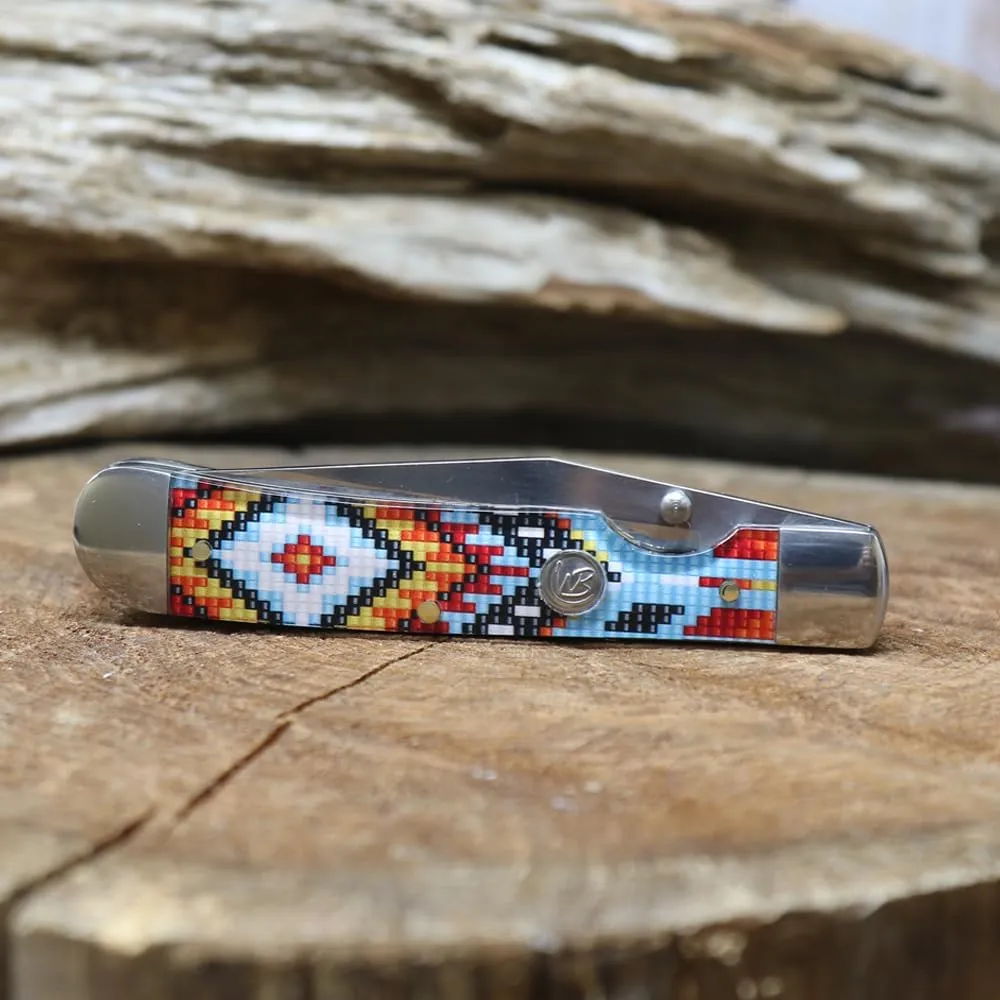 WHISKEY BENT HAT CO. Locking Trapper Folding Pocket Knife 4.125" Closed Length 440C Stainless Steel Blades Serrated (Wapi)