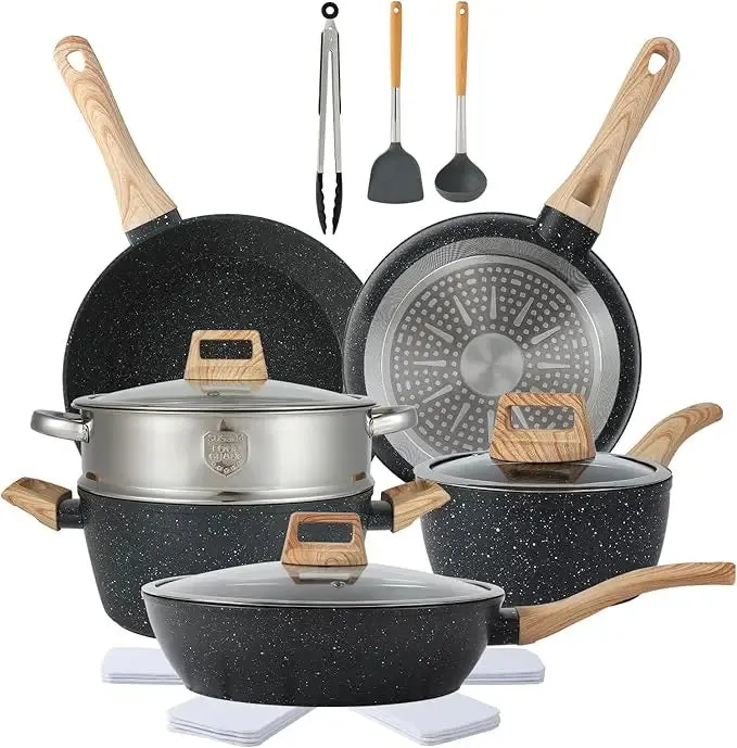 White 10-Piece Cookware Set with Nonstick Frying Pans