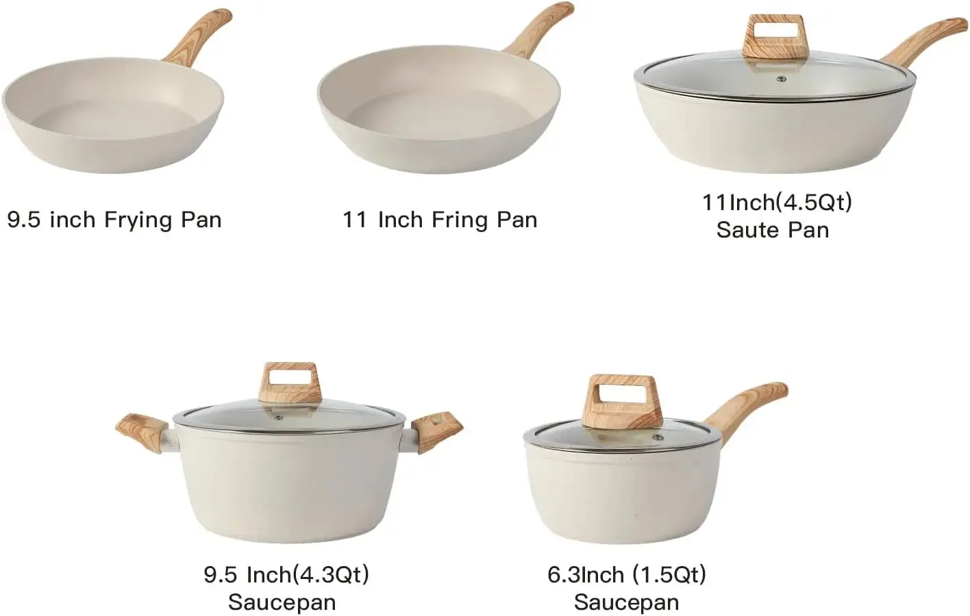 White 10-Piece Cookware Set with Nonstick Frying Pans