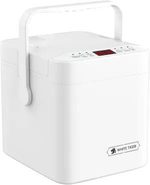 WHITE TIGER 1.3L Mini Rice Cooker - 4 Cups, 24-Hour Timer, Portable with Removable Non-stick Pot, Steamer for Rice, Soup, Congee & Yogurt