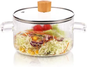 WHJY 56oz Small Glass Cooking Pot with Lid, Glass Stovetop Pot, Heat Resistant Borosilicate Glass Simmer Pot, Soup Pot with Lid