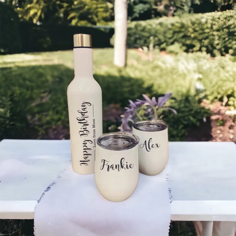 Wine bottle and tumbler gift set - double insulated & personalised