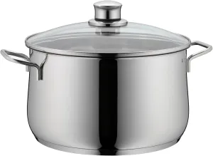 WMF cookware approx 6.5l Diadem Plus pouring rim glass lid Cromargan stainless steel brushed suitable for all stove tops including induction dishwasher safe, 24 cm, Silver