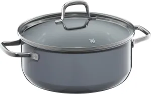 WMF Fusiontec Essential Cooking Pot Large 24 cm Glass Lid Stewing Pot Induction 4.4 L High-Tech Ceramic Scratch-Resistant Uncoated Grey Made in Germany