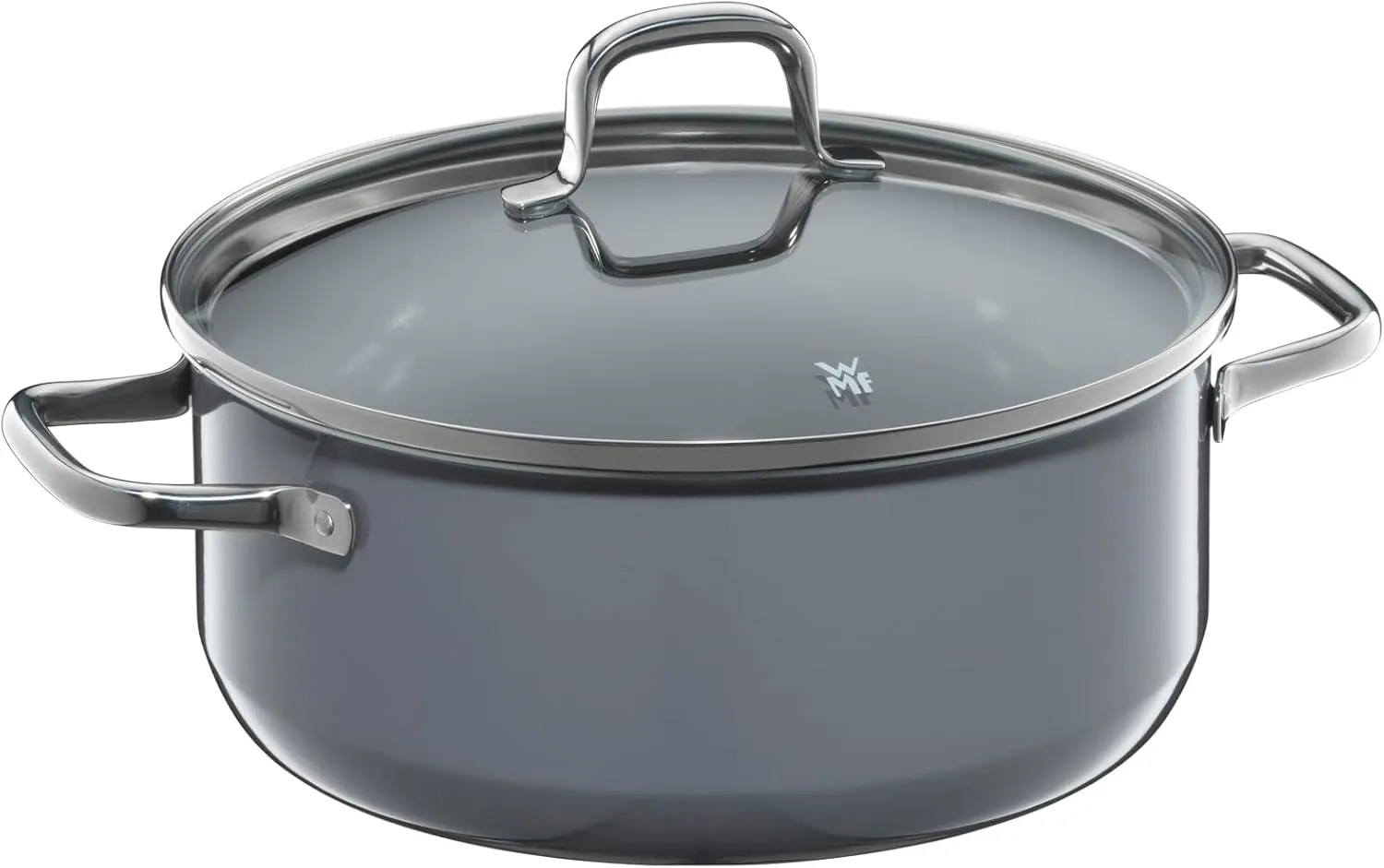 WMF Fusiontec Essential Cooking Pot Large 24 cm Glass Lid Stewing Pot Induction 4.4 L High-Tech Ceramic Scratch-Resistant Uncoated Grey Made in Germany