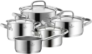 WMF Pot Set 5-Piece Gourmet Plus Inside Scale Steam Vent Made in Germany Hollow Handles Metal Lid Cromargan® Stainless Steel Suitable for Induction Hobs Dishwasher-Safe