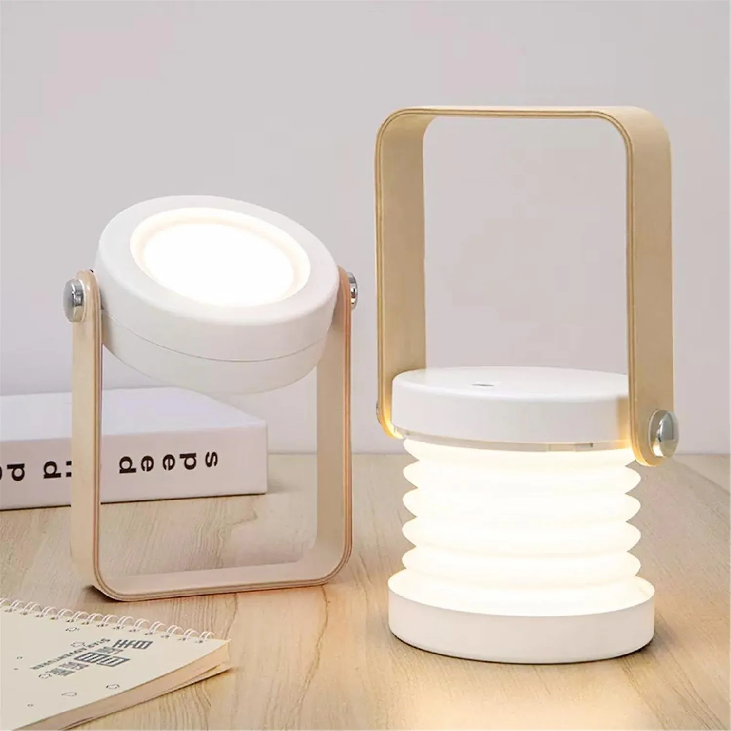 Wooden Handle Collapsible LED Lantern – Portable Rechargeable Night Light & Reading Lamp for Cozy Ambiance Anywhere