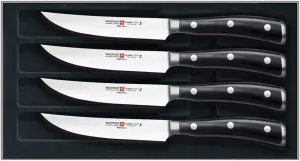 Wusthof Classic IKON Precision Forged High-Carbon StainlessSteel German Made, 4 Piece, 4 Piece Steak Knife Set Full-Tang Handle with Half Bolster