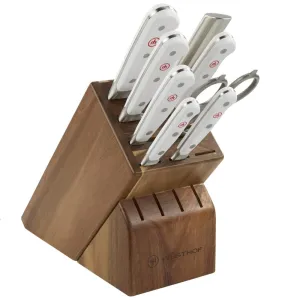 Wusthof Classic White Nine Piece Knife Block Set with Stainless Steel Knives