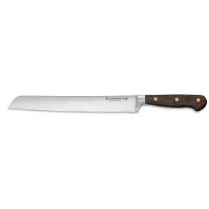 Wusthof Crafter 9" Stainless Steel Double-Serrated Bread Knife with Smoked Oak Handle