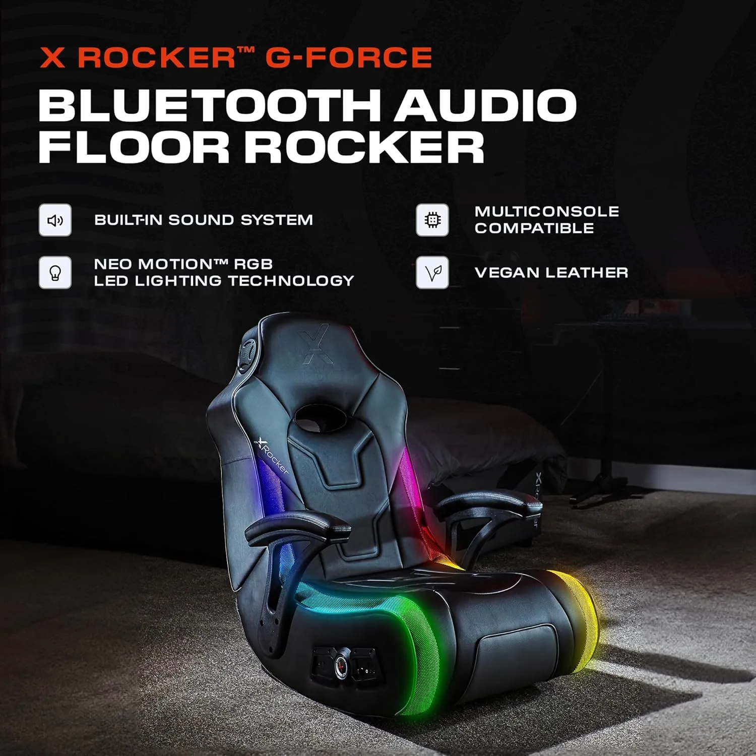 X Rocker Video Gaming Chair for Adults, XL Floor Rocker Chair with Built-in Audio Speakers, Foldable for Bedroom or Game Room, Gifts for Gamers