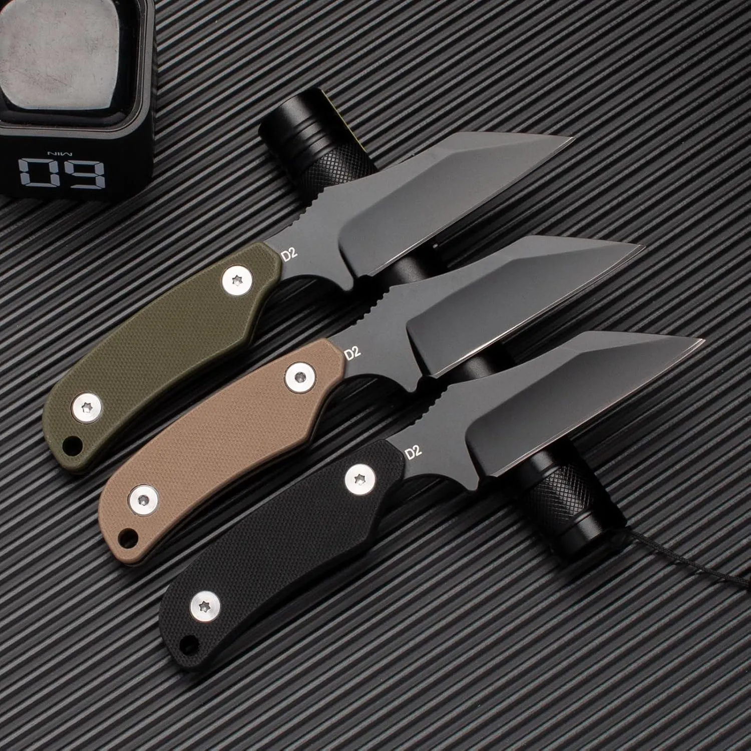 X-WH 5.78" Fixed Blade Knife with Kydex Sheath, 2.99" D2 Steel Blade, Neck Knife with Necklace, G10 Handle for Men, EDC Horizontal Carry Neck Knife wtih Clip