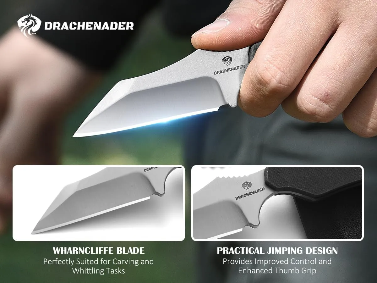 X-WH 5.78" Fixed Blade Knife with Kydex Sheath, 2.99" D2 Steel Blade, Neck Knife with Necklace, G10 Handle for Men, EDC Horizontal Carry Neck Knife wtih Clip