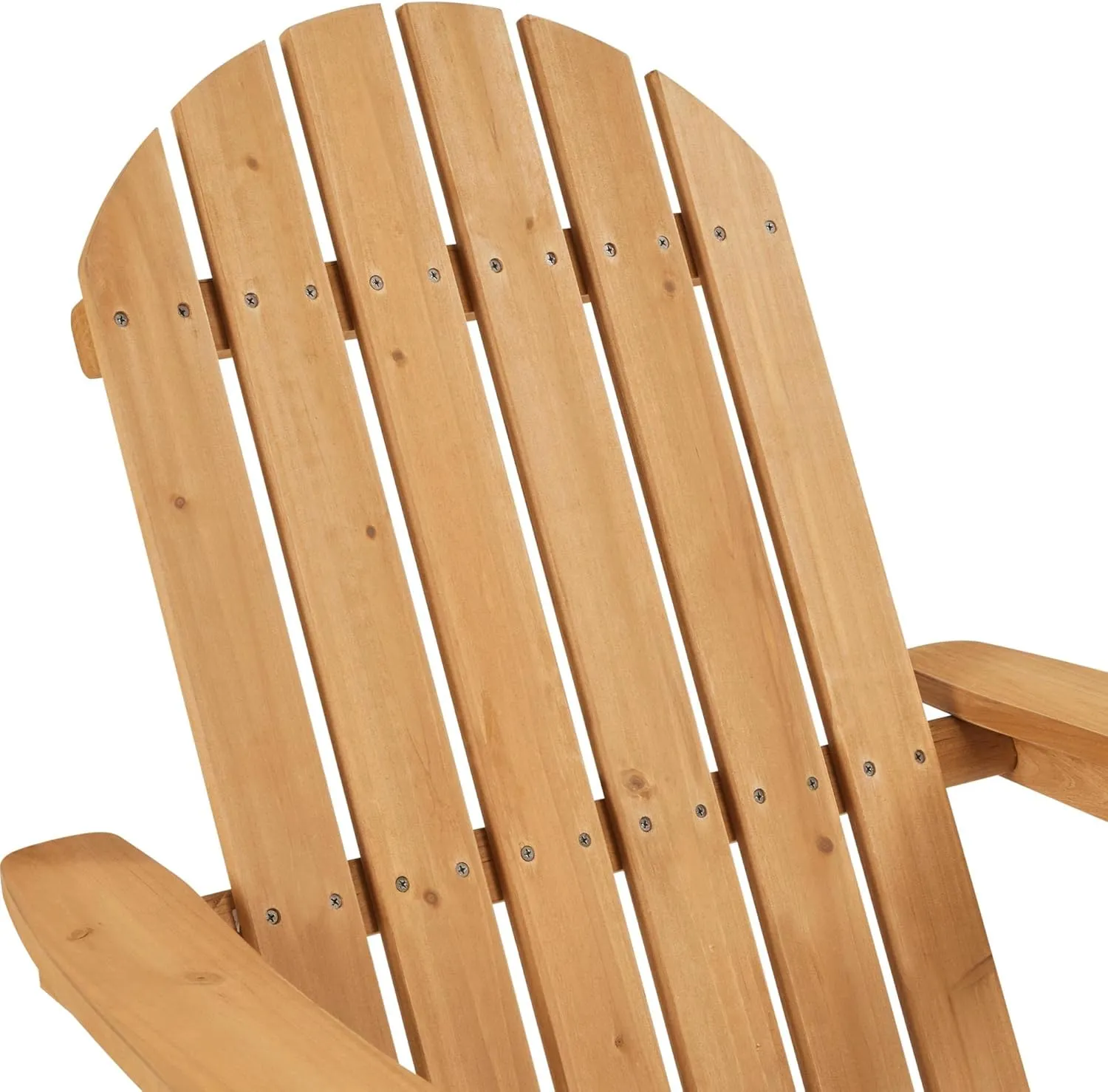 Yaheetech Folding Adirondack Chair Set of 2 Outdoor, 300LBS Solid Wood Garden Chair Weather Resistant, Fire Pit Lounge Chairs for Garden/Yard/Patio/Lawn, Natural Wood