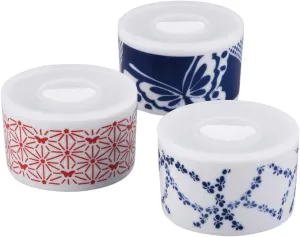 Yamaka Shoten Storage Container, Blue, Red, Set Box, Hanae Mori, Small Print, Canister, S MC1300-82-S3