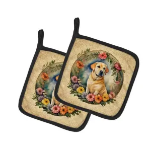 Yellow Labrador Retriever Heat Resistant Pot Holders Set