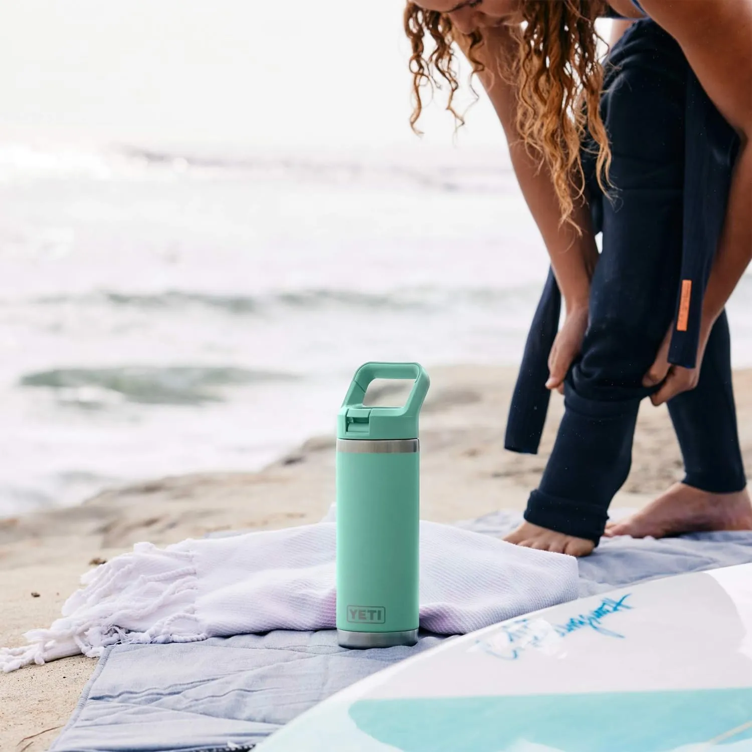 YETI Rambler 18 oz Bottle, Vacuum Insulated, Stainless Steel with Color Matching Straw Cap, Key Lime