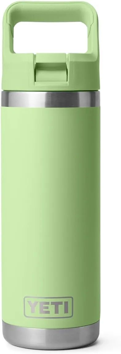 YETI Rambler 18 oz Bottle, Vacuum Insulated, Stainless Steel with Color Matching Straw Cap, Key Lime