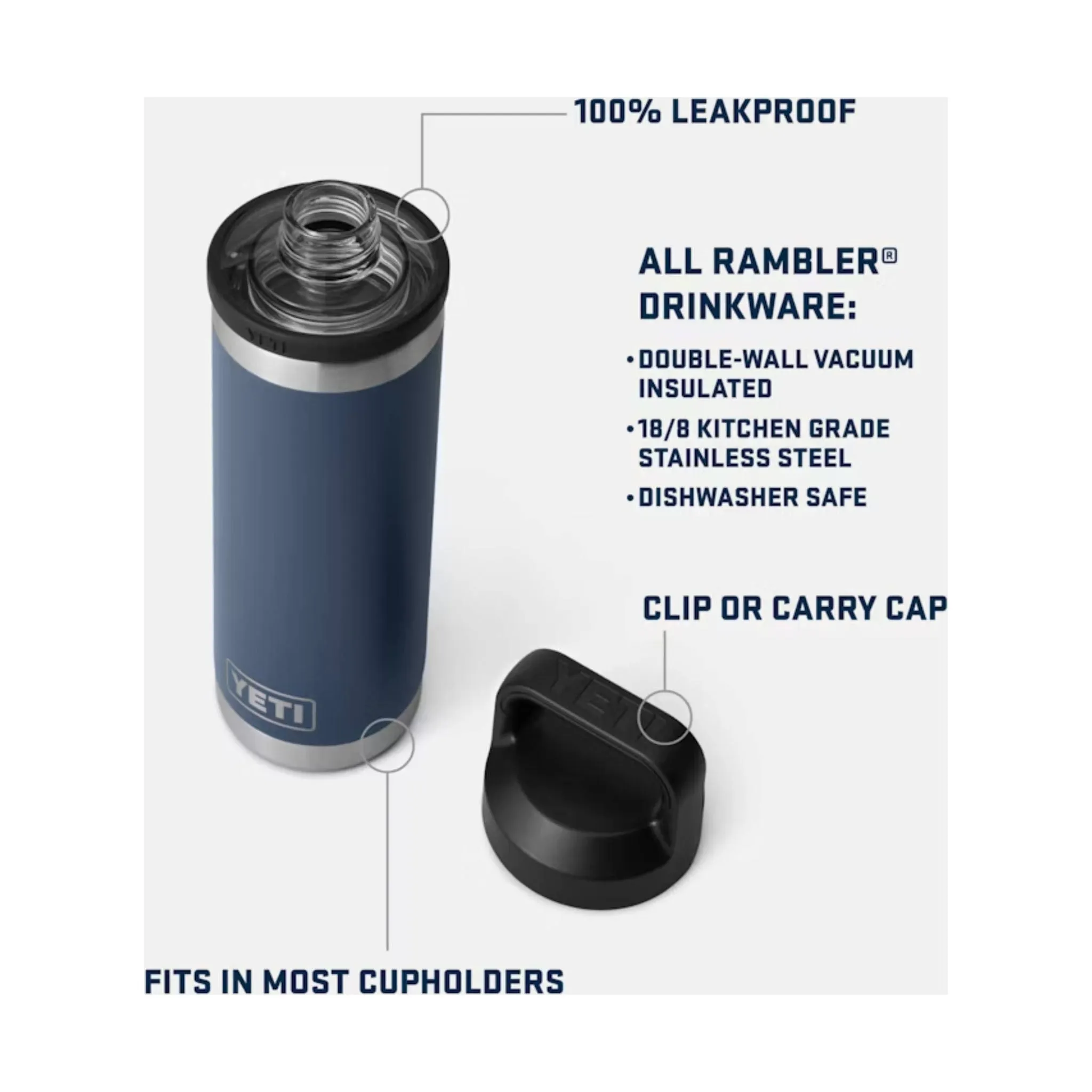 YETI Rambler 18oz Water Bottle With Chug Cap - Navy