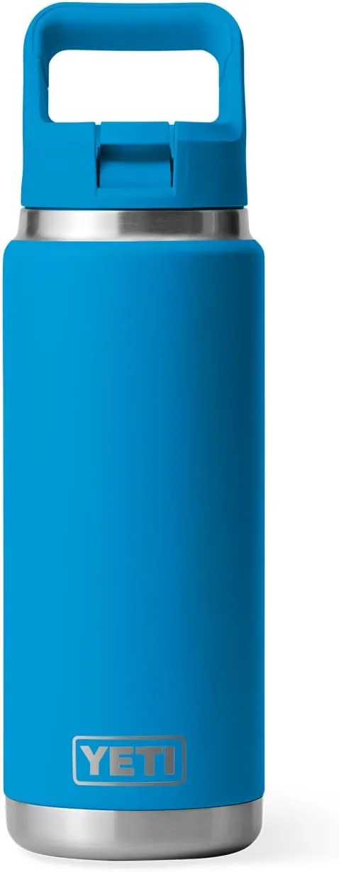 YETI Rambler 26 oz Bottle, Vacuum Insulated, Stainless Steel with Color Matching Straw Cap