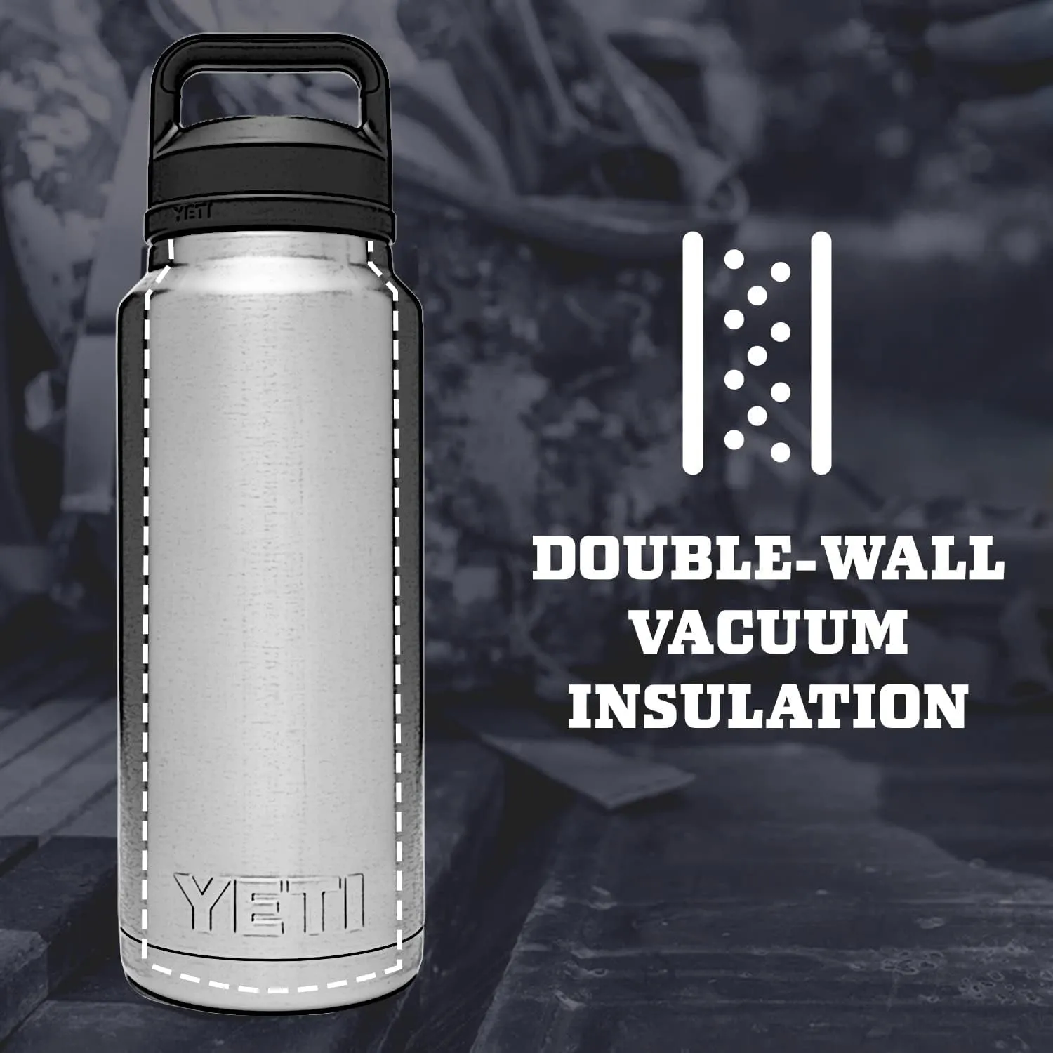 YETI Rambler 36 oz Bottle, Vacuum Insulated, Leakproof, Stainless Steel with Chug Cap