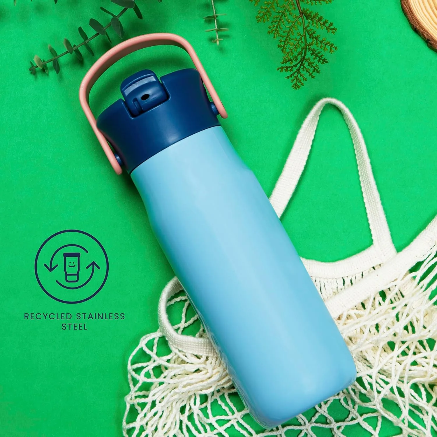 Zak Designs Harmony Minecraft Water Bottle for Travel or At Home, 20oz Stainless Steel is Leak-Proof When Closed and Vacuum Insulated with Straw Lid and Carry Handle (Minecraft Mobs)
