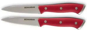 Zakarian by Dash 2 Piece Chef Grade German Steel Paring Knife Set with Smooth and Serrated Blades for Chopping, Dicing, Mincing, Slicing and More – Cranberry