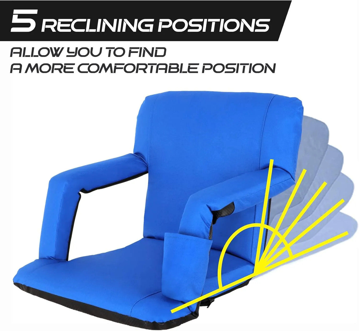 ZENY Folding Stadium Seat Chair with Back Support and Cushion for Bleachers 2 Pack, Reclining Bleacher Seat with Back, Armrests and Cup Holders