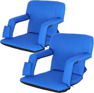 ZENY Folding Stadium Seat Chair with Back Support and Cushion for Bleachers 2 Pack, Reclining Bleacher Seat with Back, Armrests and Cup Holders