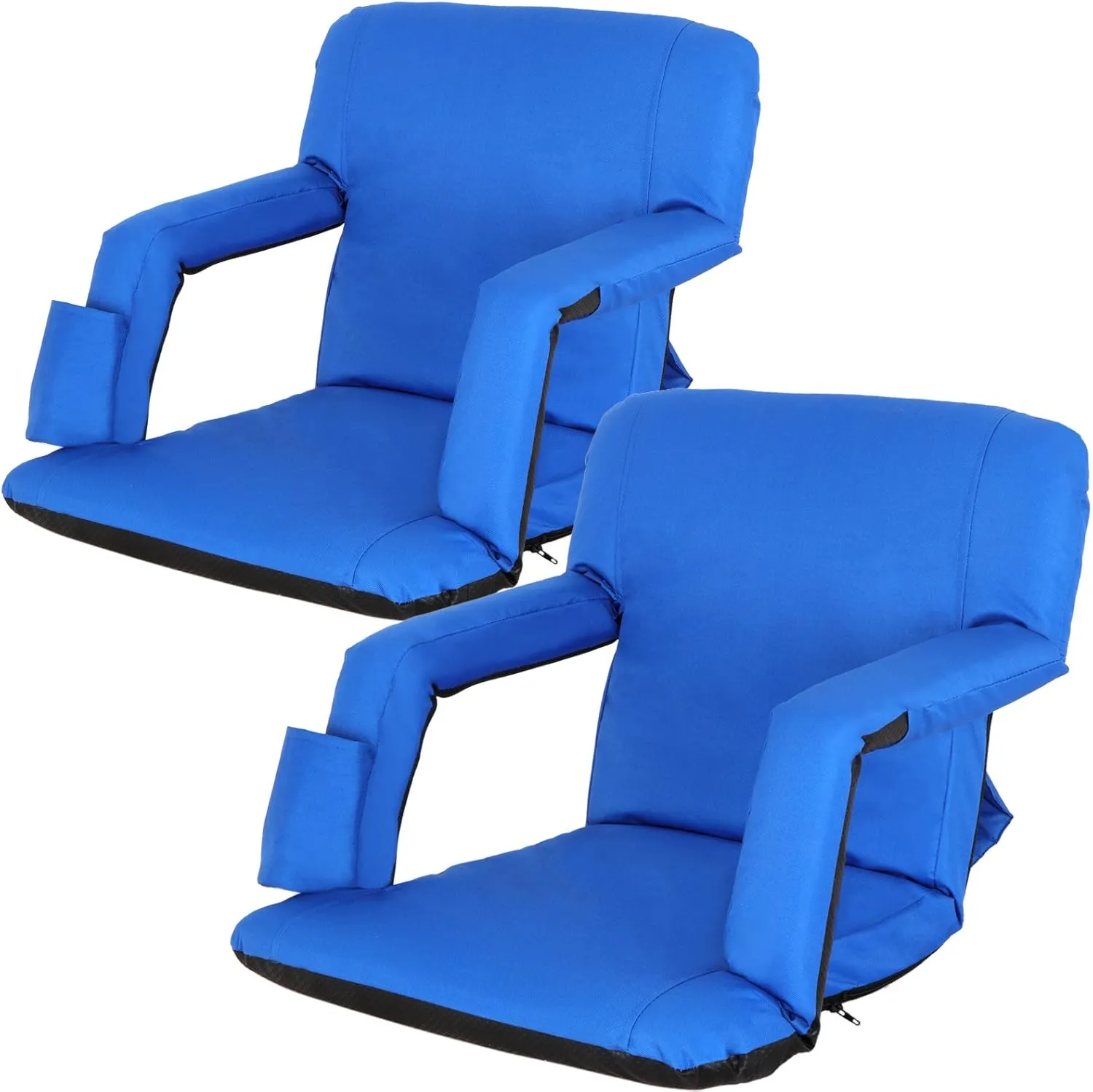 ZENY Folding Stadium Seat Chair with Back Support and Cushion for Bleachers 2 Pack, Reclining Bleacher Seat with Back, Armrests and Cup Holders