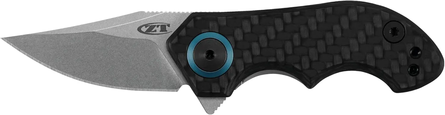Zero Tolerance and Tim Galyean Pocketknife; 1.8 Inch Premium CPM 20CV Stainless Steel Blade, Carbon Fiber Front with Stonewashed Titanium Back Handle, Pocketclip, Made in The USA (0022)