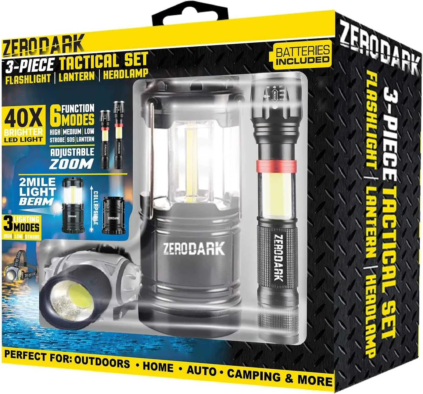 ZeroDark Flashlights Headlamp Lantern 3-Piece Set