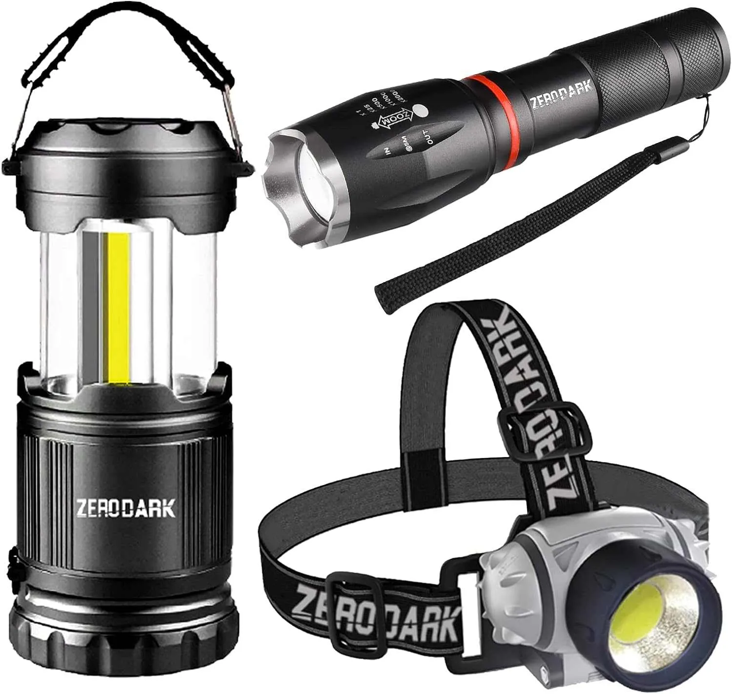 ZeroDark Flashlights Headlamp Lantern 3-Piece Set