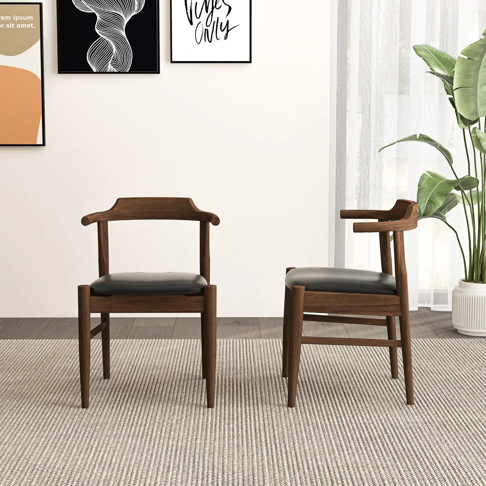 Zola Dining Chair Black Leather Set of 2