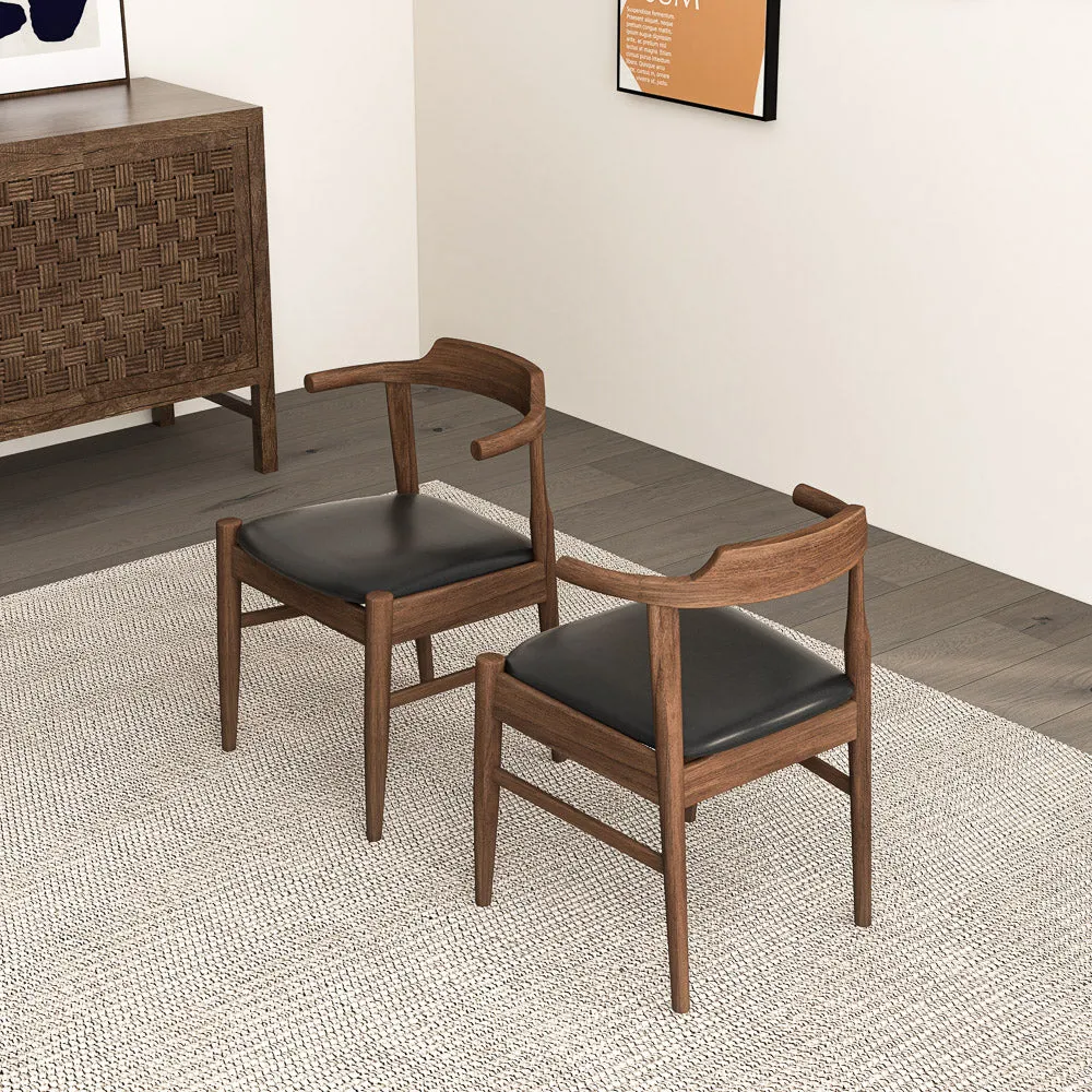 Zola Dining Chair Black Leather Set of 2