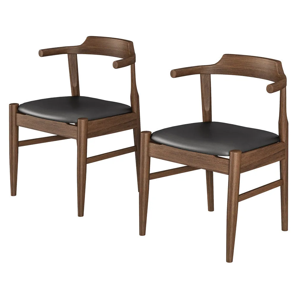 Zola Dining Chair Black Leather Set of 2