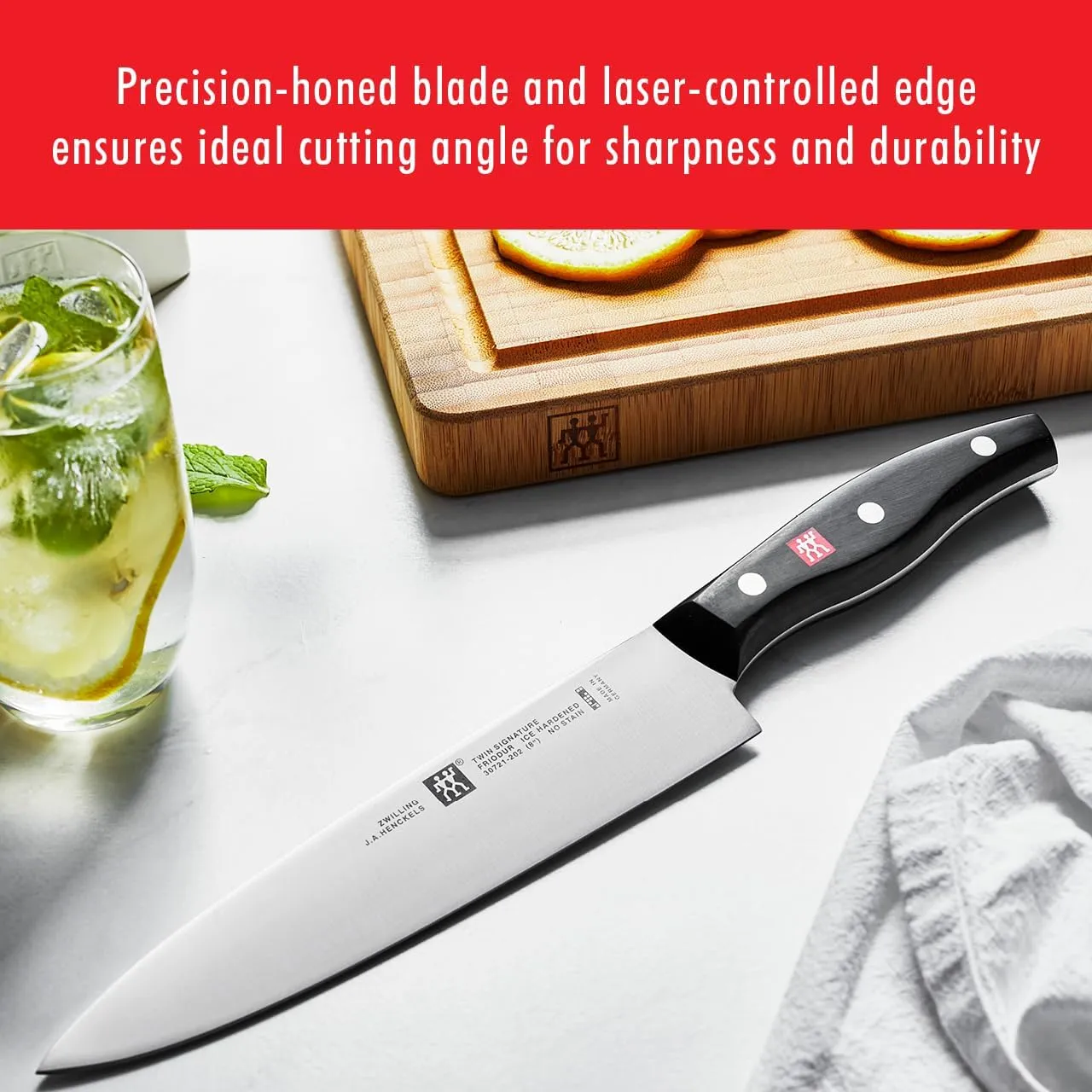 ZWILLING Twin Signature 7-Piece German Knife Set with Block, Razor-Sharp, Made in Company-Owned German Factory with Special Formula Steel perfected for almost 300 Years, Dishwasher Safe