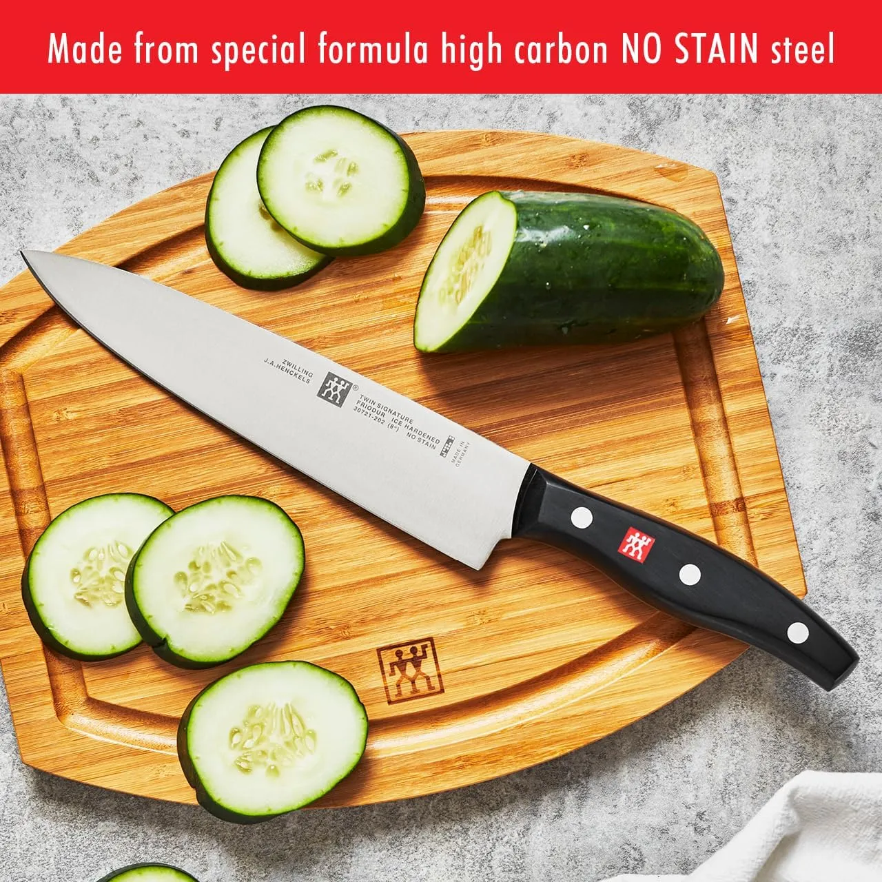ZWILLING Twin Signature 7-Piece German Knife Set with Block, Razor-Sharp, Made in Company-Owned German Factory with Special Formula Steel perfected for almost 300 Years, Dishwasher Safe